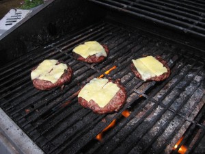 Barbecuing the burgers